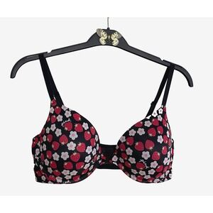 Victoria's Secret Push Up Bra 36D Black Floral